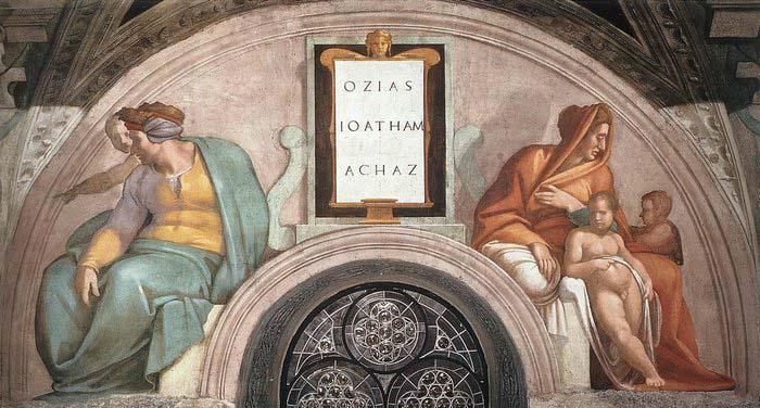 Michelangelo Buonarroti Uzziah - Jotham - Ahaz oil painting image